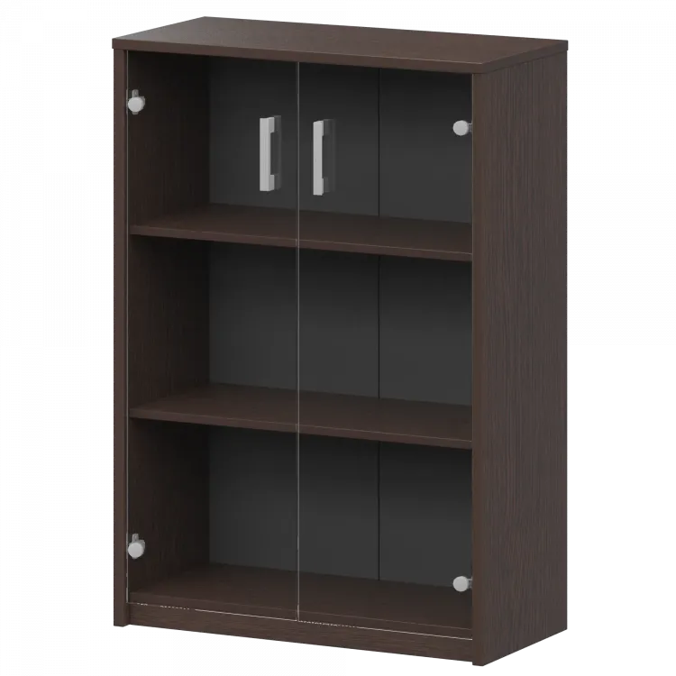 Стеллаж средний с прозрачным стеклом А-304/А-стл304пр Дуб венге 770x365x1220 Арго