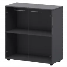 Шкаф низкий со стеклом СМШ28S Графит 792x380x811 Кортез