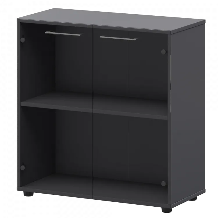 Шкаф низкий со стеклом СМШ28S Графит 792x380x811 Кортез