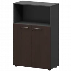 Шкаф средний с нишей СМШ38.28F Дуб венге/Графит 792x380x1190 Кортез