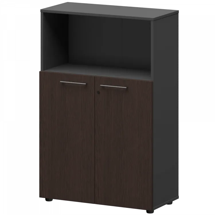Шкаф средний с нишей СМШ38.28F Дуб венге/Графит 792x380x1190 Кортез