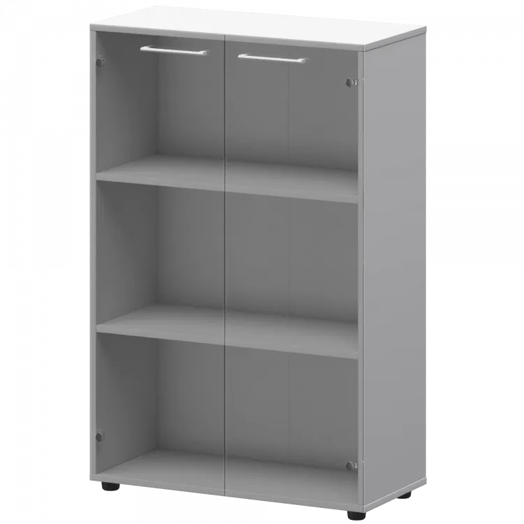 Шкаф средний со стеклом СМШ38S(Б) Белый 792x380x1190 Кортез