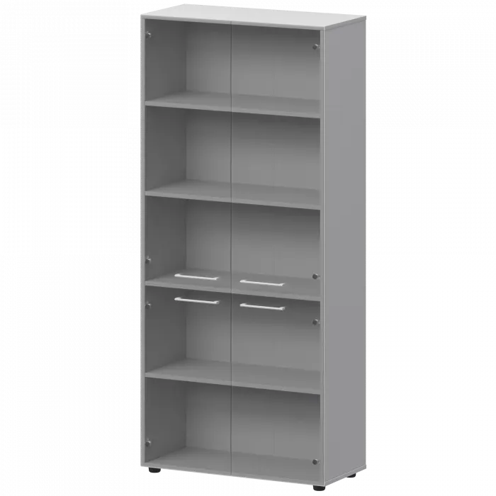 Шкаф высокий закрытый с стеклом СМШ58.28S.38S(Б) Белый 792x366x1990 Кортез