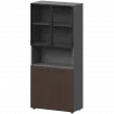Шкаф высокий полузакрытый с стеклом в алюминиевой раме СМШ58.28F.28RS(Ч) Дуб венге/Графит 792x382x1990 Кортез