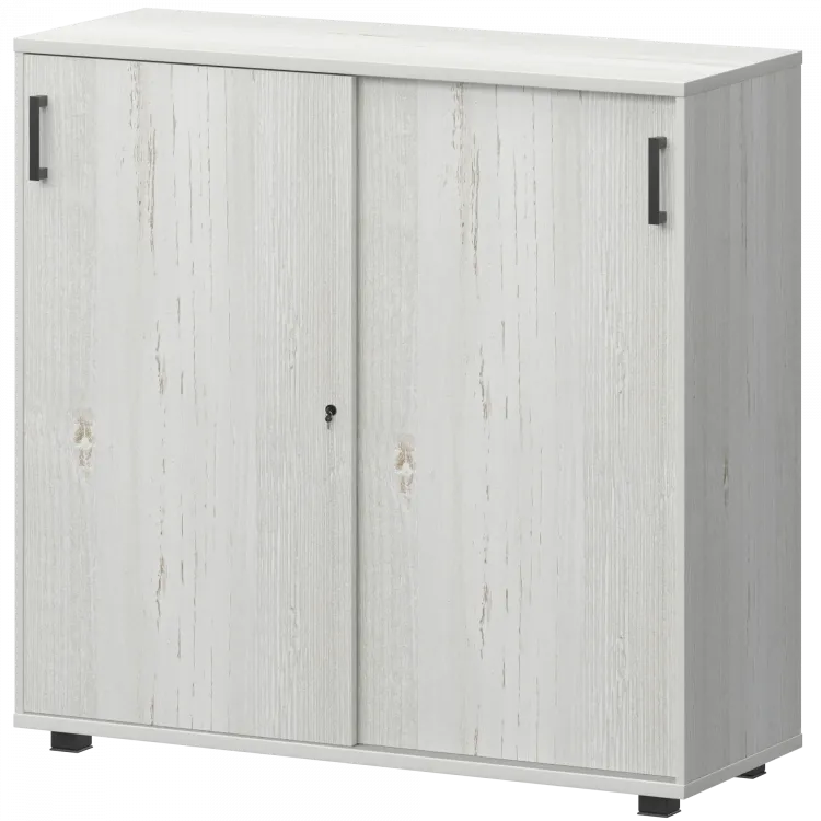 Стеллаж с раздвижными дверями НТ-412.Ч Сосна винтер 1200x445x1280 Аргентум