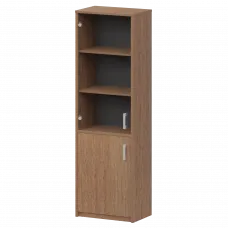Шкаф комбинированный узкий с прозрачным стеклом А-321/А-стл321пр Орех 560x365x2000 Арго