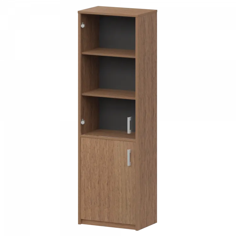 Шкаф комбинированный узкий с прозрачным стеклом А-321/А-стл321пр Орех 560x365x2000 Арго