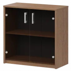 Стеллаж низкий с тонированным стеклом А-302/А-стл302тон Орех 770x365x850 Арго