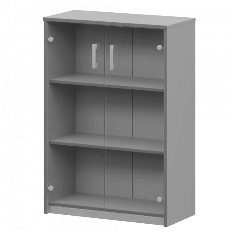 Стеллаж средний с прозрачным стеклом А-304/А-стл304пр Серый 770x365x1220 Арго