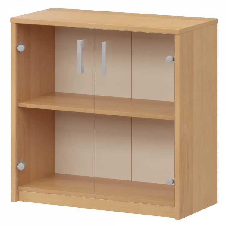 Стеллаж низкий с прозрачным стеклом А-302/А-стл302пр Ольха 770x365x850 Арго