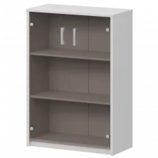 Стеллаж средний с тонированным стеклом А-304/А-стл304тон Белый 770x365x1220 Арго