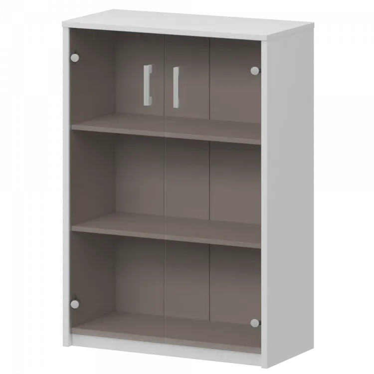 Стеллаж средний с тонированным стеклом А-304/А-стл304тон Белый 770x365x1220 Арго