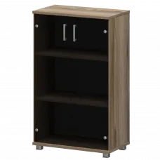 Стеллаж низкий закрытый со стеклянными фасадами "НТ-480;НТ-601.2стл" Дуб сафари 800x445x1280 Аргентум