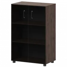 Стеллаж средний закрытый с стеклянными фасадами К-933,К-946,КФ-946 Дуб апрель 720x420x1215 Приоритет