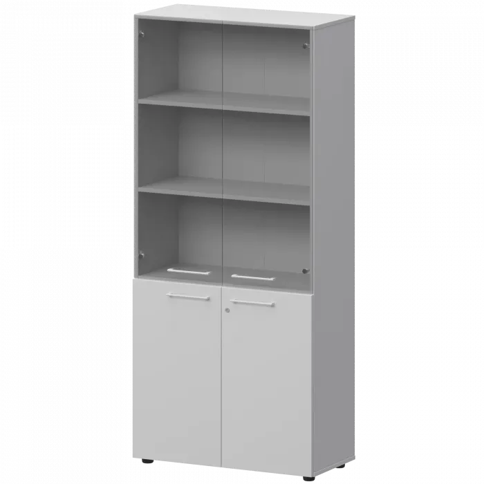 Шкаф высокий закрытый с стеклом СМШ58.28F.38S(Б) Белый 792x380x1990 Кортез