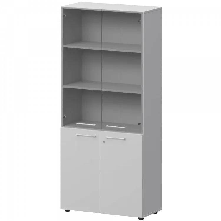 Шкаф высокий закрытый с стеклом СМШ58.28F.38S(Б) Белый 792x380x1990 Кортез