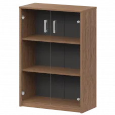 Стеллаж средний с прозрачным стеклом А-304/А-стл304пр Орех 770x365x1220 Арго