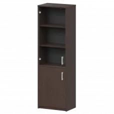 Шкаф комбинированный узкий с прозрачным стеклом А-321/А-стл321пр Дуб венге 560x365x2000 Арго