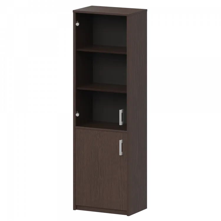 Шкаф комбинированный узкий с тонированным стеклом А-321/А-стл321тон Дуб венге 560x365x2000 Арго