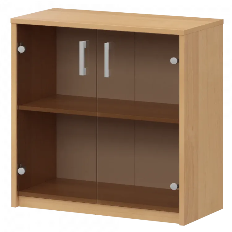 Стеллаж низкий с тонированным стеклом А-302/А-стл302тон Ольха 770x365x850 Арго