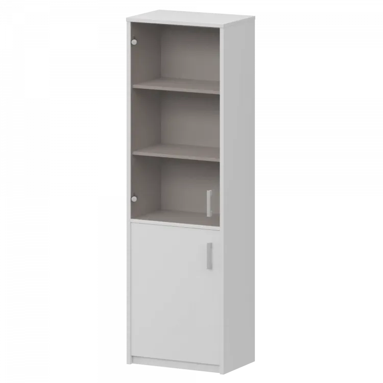 Шкаф комбинированный узкий с тонированным стеклом А-321/А-стл321тон Белый 560x365x2000 Арго