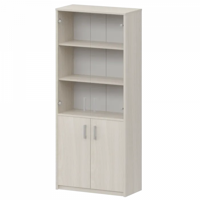 Шкаф комбинированный с прозрачным стеклом А-310/А-стл310пр Ясень шимо 770x365x2000 Арго