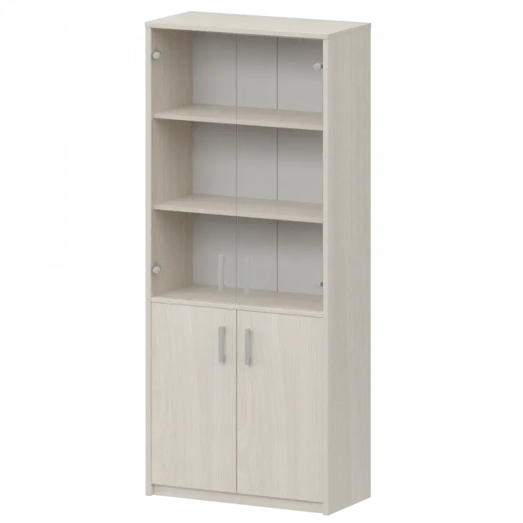 Шкаф комбинированный с прозрачным стеклом А-310/А-стл310пр Ясень шимо 770x365x2000 Арго