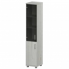 Стеллаж высокий узкий закрытый с стеклянным фасадом "НТ-540;НТ-600;НТ-601стл" Сосна винтер 400x445x2050 Аргентум