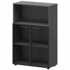 Шкаф средний с нишей со стеклом в ал. рамке СМШ38.28RS Графит 792x380x1190 Кортез