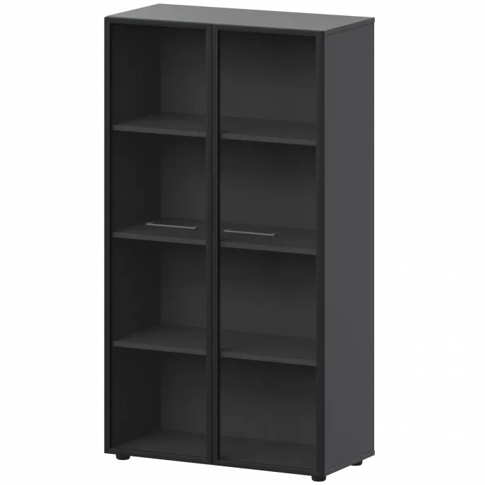 Шкаф высокий со стеклом в ал. рамке СМШ48RS Графит 792x380x1595 Кортез