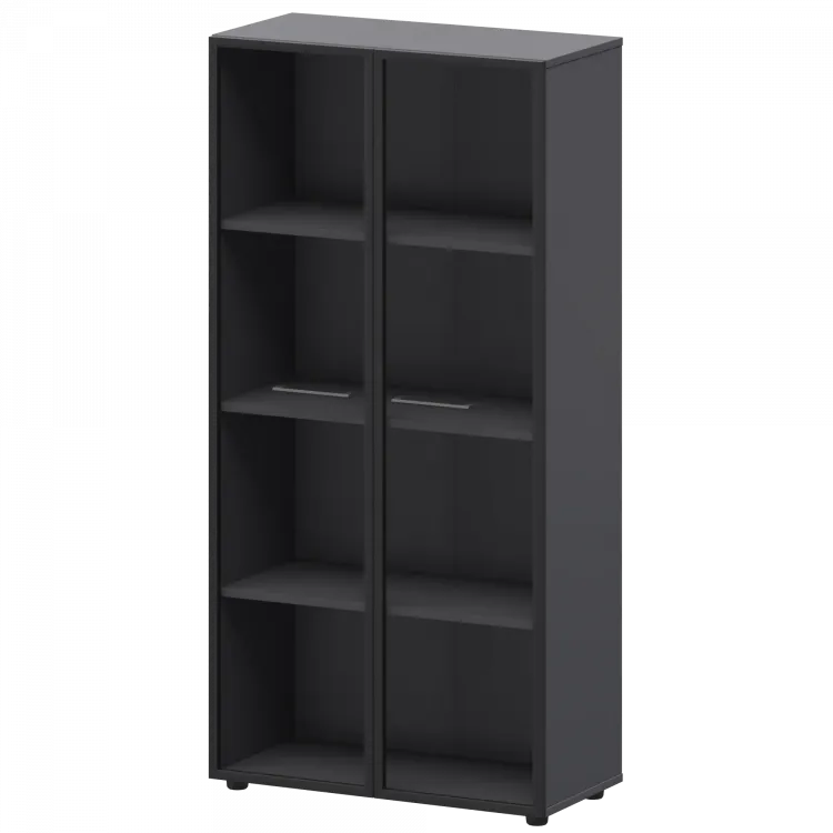 Шкаф высокий со стеклом в ал. рамке СМШ48RS Графит 792x380x1595 Кортез