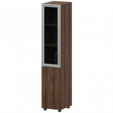 Стеллаж комбинированный узкий с стеклянным фасадом в алюминиевой раме левый К-932,К-936,К-939,КФ-936,КФ-939 Лагос 360x420x2000 Приоритет