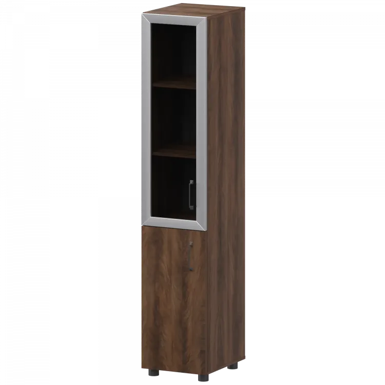 Стеллаж комбинированный узкий с стеклянным фасадом в алюминиевой раме левый К-932,К-936,К-939,КФ-936,КФ-939 Лагос 360x420x2000 Приоритет