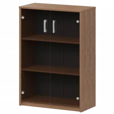 Стеллаж средний с тонированным стеклом А-304/А-стл304тон Орех 770x365x1220 Арго