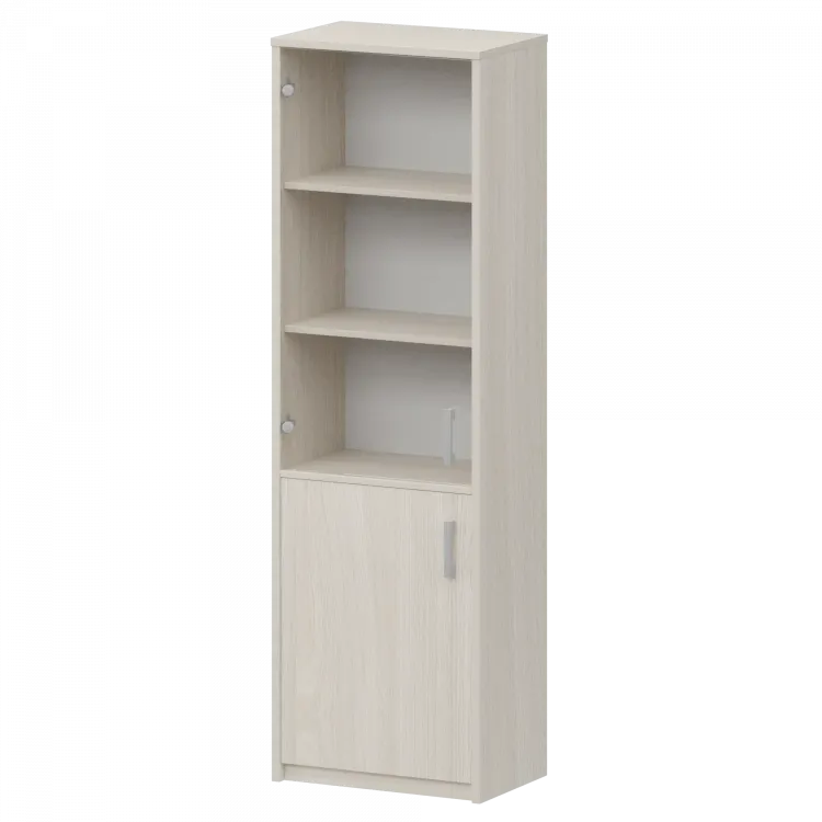 Шкаф комбинированный узкий с прозрачным стеклом А-321/А-стл321пр Ясень шимо 560x365x2000 Арго