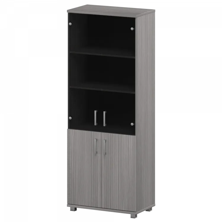 Стеллаж высокий закрытый с стеклянными фасадами "НТ-580;НТ-600.2;НТ-601.2стл" Лиственница 800x445x2050 Аргентум