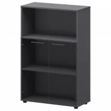 Шкаф средний с нишей со стеклом СМШ38.28S Графит 792x380x1190 Кортез