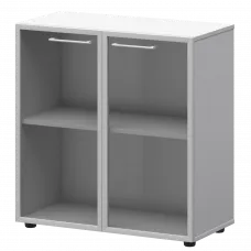 Шкаф низкий со стеклом в ал. рамке СМШ28RS(Б) Белый 792x380x811 Кортез