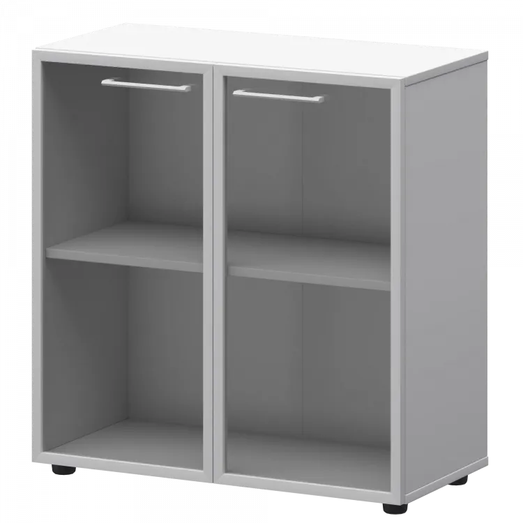 Шкаф низкий со стеклом в ал. рамке СМШ28RS(Б) Белый 792x380x811 Кортез