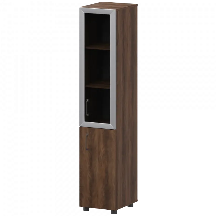 Стеллаж комбинированный узкий с стеклянным фасадом в алюминиевой раме правый К-932,К-936,К-940,КФ-936,КФ-939 Лагос 360x420x2000 Приоритет