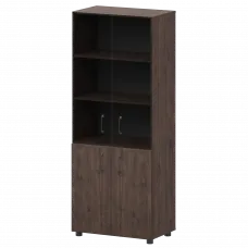 Стеллаж комбинированный с стеклянными фасадами К-934,К-942,К-946,КФ-942,КФ-946 Дуб апрель 720x420x2000 Приоритет