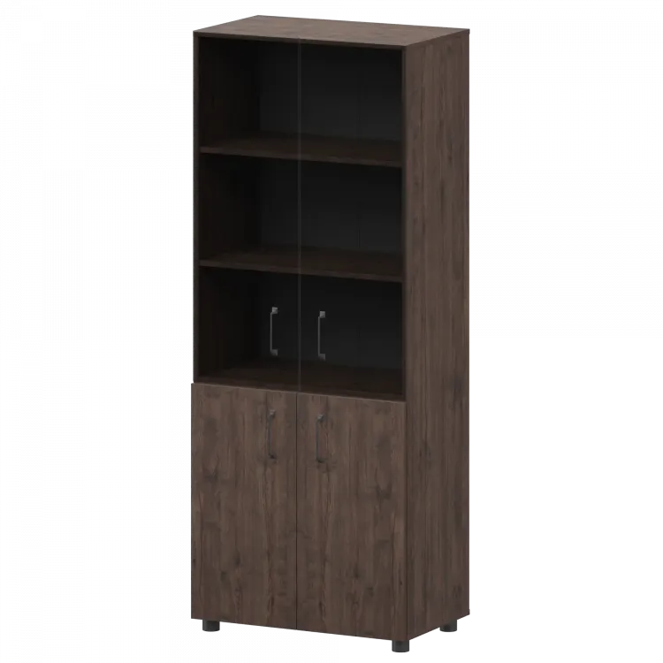 Стеллаж комбинированный с стеклянными фасадами К-934,К-942,К-946,КФ-942,КФ-946 Дуб апрель 720x420x2000 Приоритет