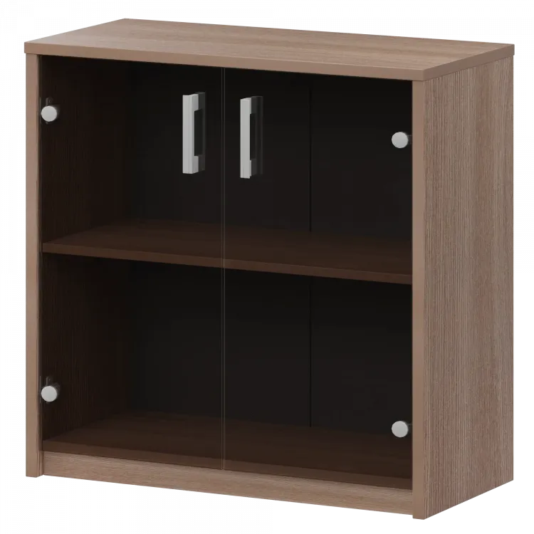 Стеллаж низкий с тонированным стеклом А-302/А-стл302тон Темный шимо 770x365x850 Арго