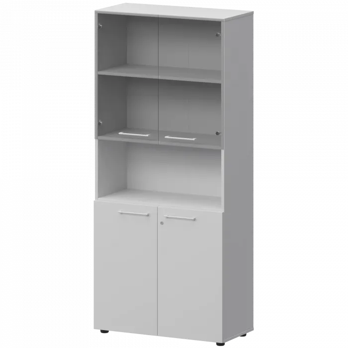 Шкаф высокий полузакрытый с стеклом СМШ58.28F.28S(Б) Белый 792x380x1990 Кортез