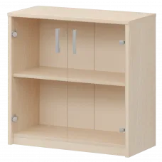 Стеллаж низкий с прозрачным стеклом А-302/А-стл302пр Бук 770x365x850 Арго