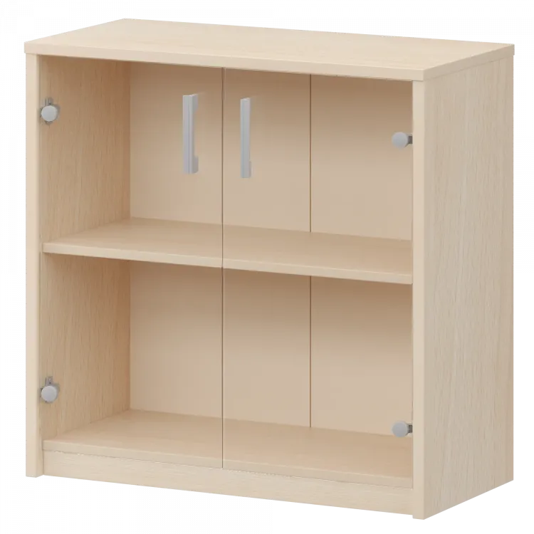 Стеллаж низкий с прозрачным стеклом А-302/А-стл302пр Бук 770x365x850 Арго