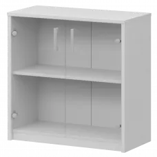 Стеллаж низкий с прозрачным стеклом А-302/А-стл302пр Белый 770x365x850 Арго