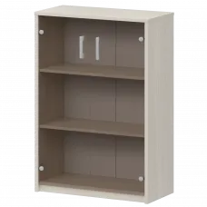 Стеллаж средний с тонированным стеклом А-304/А-стл304тон Ясень шимо 770x365x1220 Арго