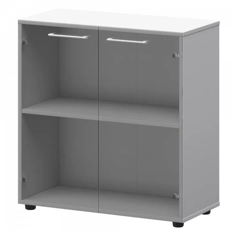 Шкаф низкий со стеклом СМШ28S(Б) Белый 792x380x811 Кортез