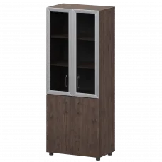 Стеллаж комбинированный с стеклянными фасадами в алюминиевой раме К-934,К-942,К-945,КФ-942,КФ-945 Дуб апрель 720x420x2000 Приоритет